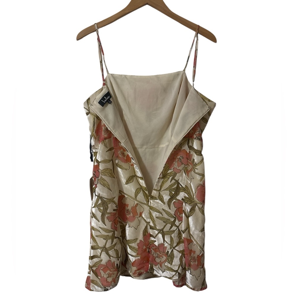 Lulus Daylight Dance Cream Floral Print Velvet Mini Dress Sz Large - Picture 8 of 15